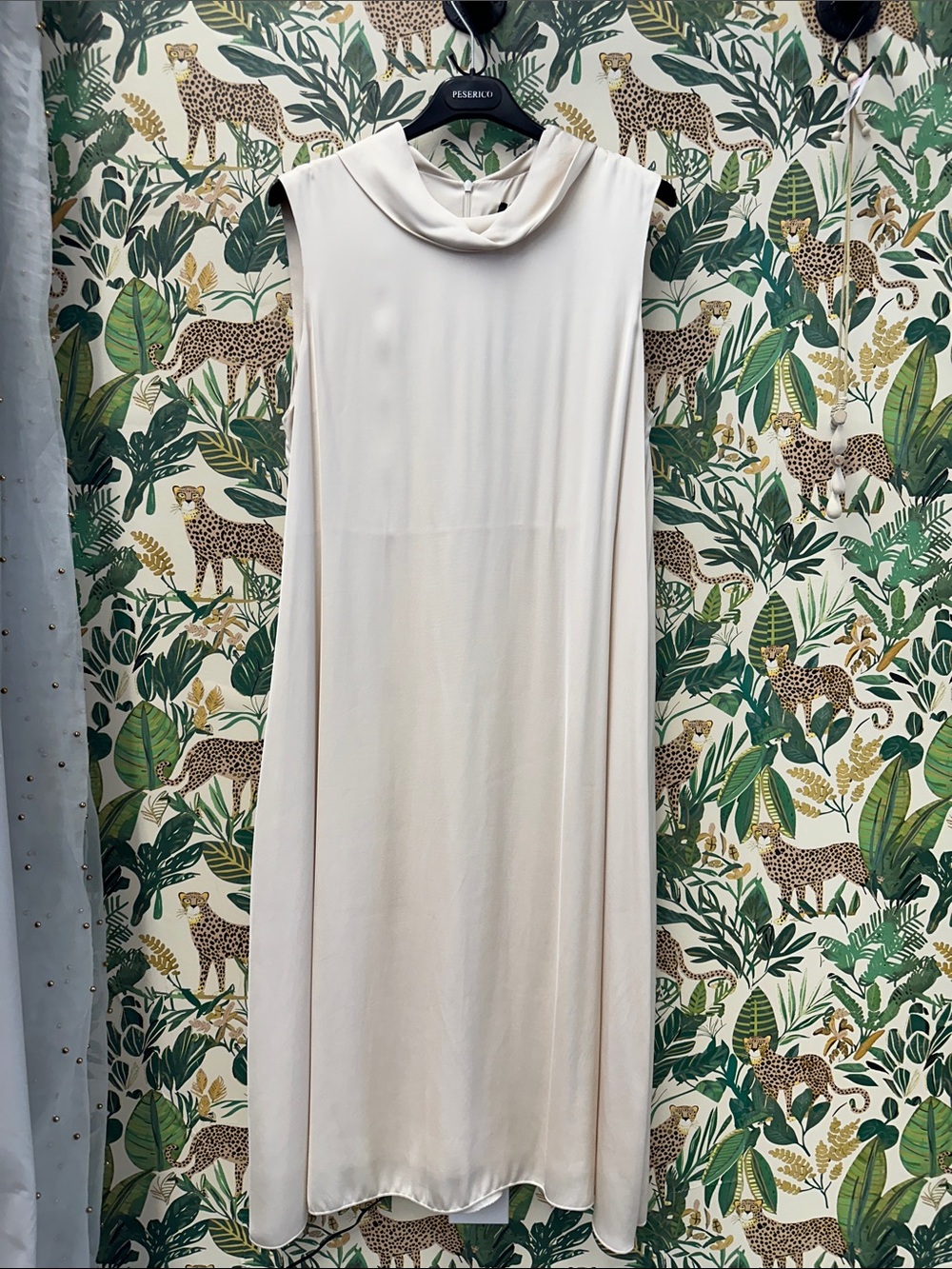 Peserico Cream Cowl-Neck Sleeveless Midi Dress